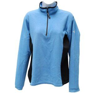 The North Face Womens Long Sleeve 1/4 Zip Fleece Pullover Sweater, Light Blue, L